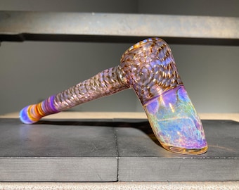 Glazen pijp Pheonix Rose en Electrum Hammer, pijpen met iriserende kleurverandering, handgeblazen ambachtelijk glas, japglas
