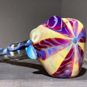 Sunset Fade to Black Hammer Große Glas Pfeife Opal / 5,5 &quot;Hammer Hand Pfeife / Double Amber Purple / Farbwechsel Pfeife Silbertöne JappeGlass