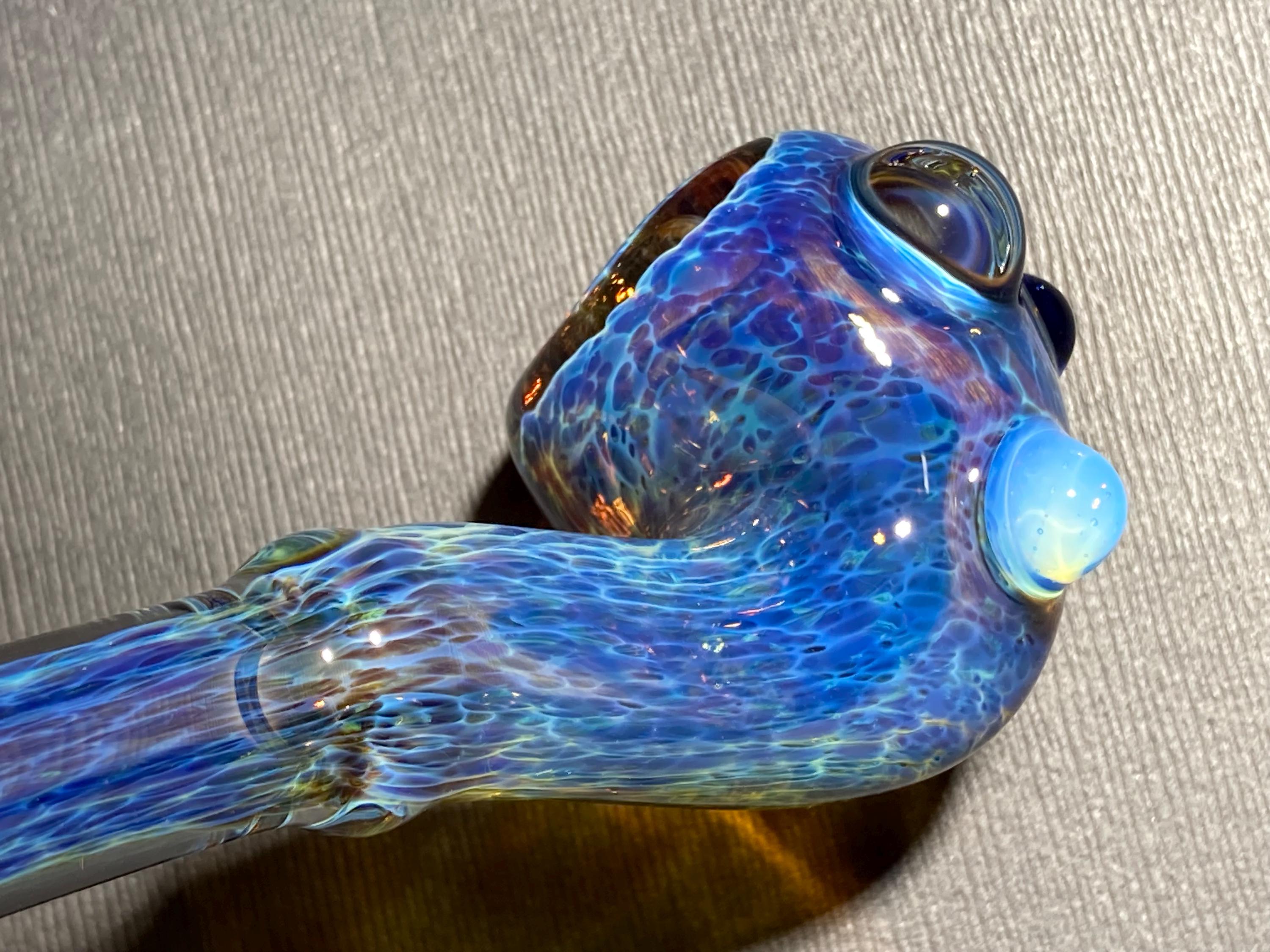 Ice Blue Iridescent Pocket Sherlock Extra Thick Glass Pipe / Color