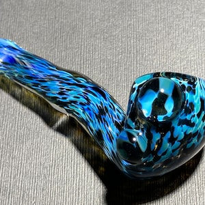 Black Aqua Fade Pocket Sherlock Extra Thick Glass Pipe // Silver Black Aqua Blue Color Change Pipe // Earth Tones // JappeGlass