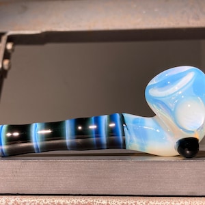 MINI Ghost Lightning Pocket Sherlock Glass Pipe One Hitter / Pure Fade to Black and Ghost / Opalescent Heady Galaxy Space Pipe / JappeGlass