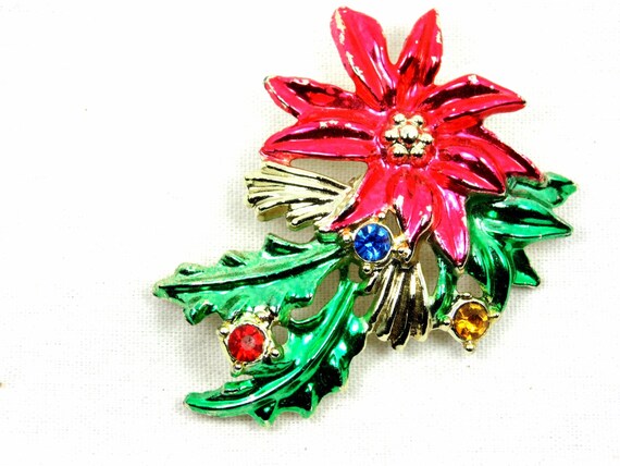 Weihnachtsstern-Brosche mit Strass,