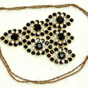 Vintage Black Flower Triangle Necklace image 3