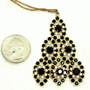 Vintage Black Flower Triangle Necklace image 4