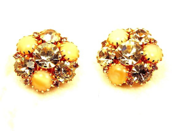 Champagner-Strass-Ohrringe, Karamell Moonglow,