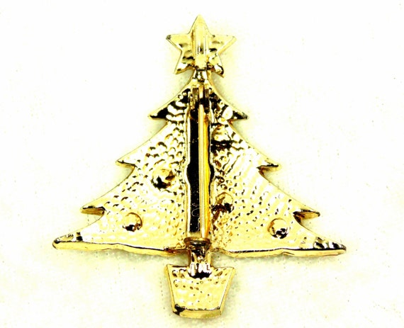 Christmas Tree Brooch / Pendant with Tiny Rhinest… - image 5