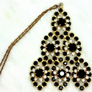 Vintage Black Flower Triangle Necklace image 2
