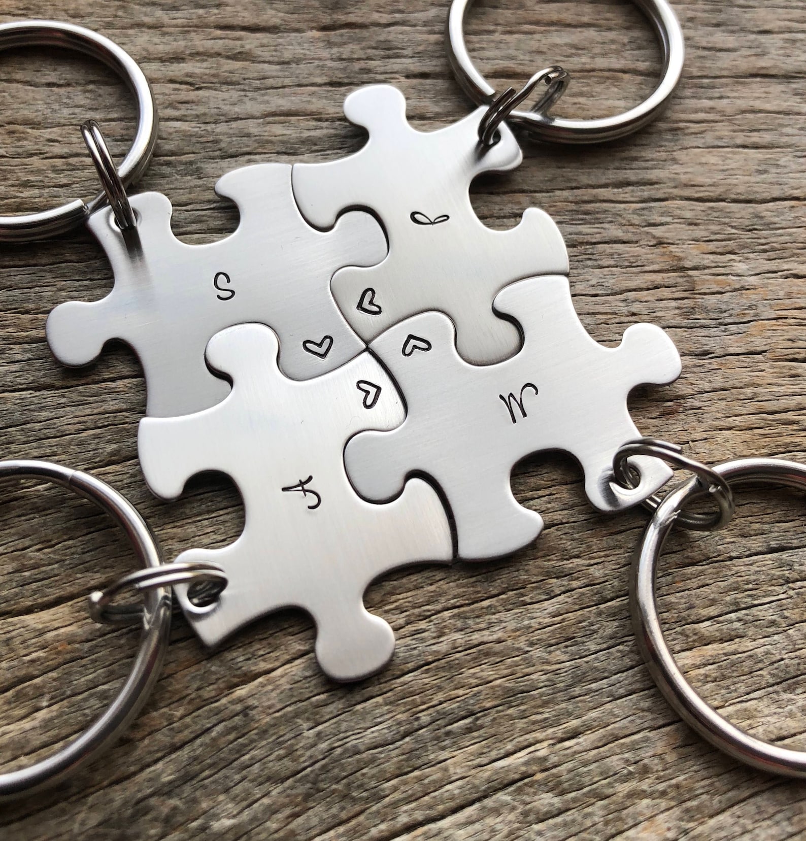 Initial Only Puzzle Piece Key Chain Personalized With Initials Etsy