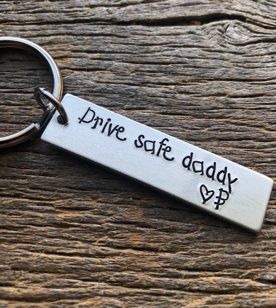 Drive Safe Daddy With Initial Kids Customizable Hand Stamped Light
