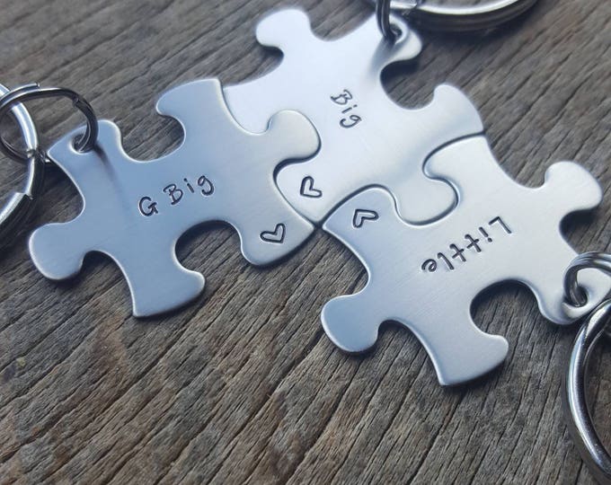 Customized Puzzle Piece Keychains for Big and Little Sisters – Sorority Gift