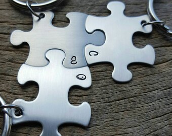 Personalized Initials  Puzzle Piece Keychains - Choose Your Quantity - Custom Initials Initials only