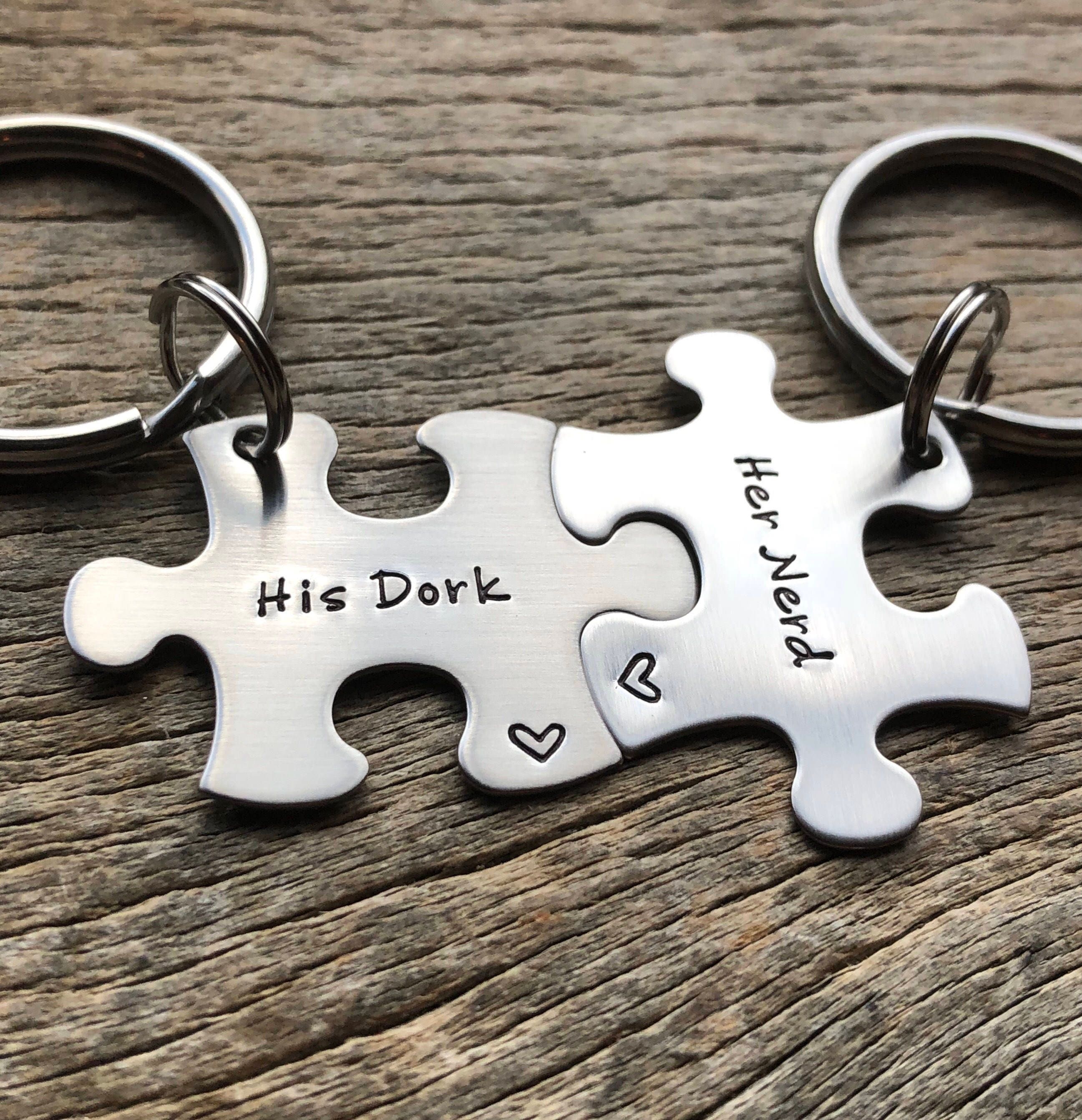 Couple store puzzle keychain