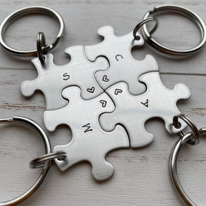 Initial Only Puzzle Piece Key Chain Personalized with Initials best friends / College Moving/Family/ sorority Sisters / Christmas