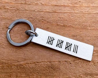 Tally Marks Keychain Special Date Sobriety Key Chain Anniversary Wedding Gift Wife Husband Boyfriend Girlfriend Sober