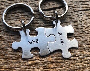 Couples Custom Puzzle Piece Initials anniversary gift for Him or Her Personalized Wedding Boyfriend Girlfriend