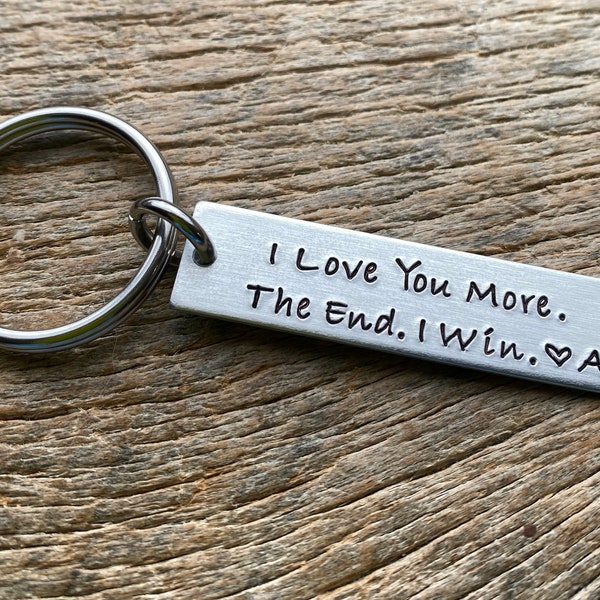 I love you more the end I win lightweight aluminum rectangle keychain Gift for boyfriend/ girlfriend/ wife / husband / Anniversary/Birthday