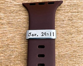 Hand Stamped Bible Verse Smart Watch Band Charm