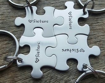 Customized Puzzle Piece Key Chain Personalized with Names  best friends / College Moving/Family/ sorority sisters key chain