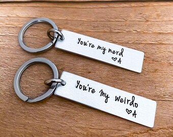 You're My Nerd You're My Weirdo Keychain Set Pair Anniversary Long Distance Relationship Budget Gift Boyfriend Girlfriend Cute Keychains