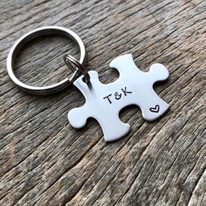 Customized Couples Puzzle Piece Key Chain Personalized with Initials best friends / College Moving/Family/ sorority sisters key chain