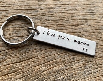 I Love You So Mucho Customizable Initial Hand Stamped Aluminum Travel key chain Best Friend/Boyfriend/Girlfriend / Nurse