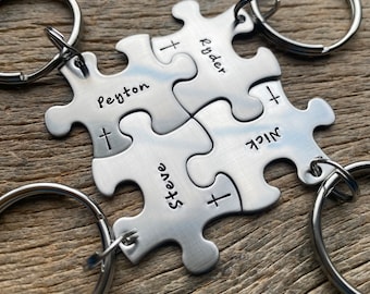 Customized Puzzle Piece Key Chain Personalized with Names  best friends sorority sisters key chain Christmas Gift