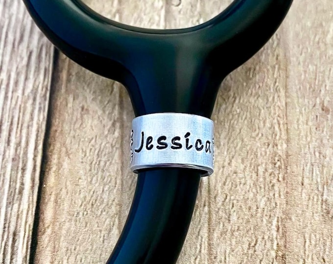 Stethoscope Charm Name Tag Wrap, Christian Friend Gift, Nurse Gift, Stethoscope Name  Gift for Nurse friend,  Nurse appreciation, ID Tag