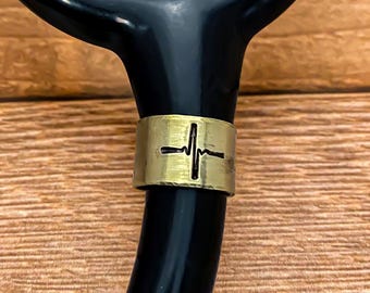Stethoscope Tag: EKG, Nursing Gift, Doctor Gift, Veterinary Gift, Nurse Appreciation, Brass, Stethoscope ID Wrap , Stethoscope Charm