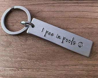 I Pee in Pools with Smily Face Key Chain Funny Budget Gift for Him or Her Gag Gift Going Away Present Key Chain