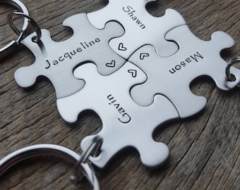 Customized Puzzle Piece Key Chain Personalized with Names  best friends / College Moving/Family/ sorority sisters key chain