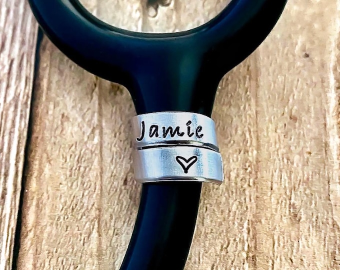 Stethoscope Charm Name Tag Wrap, Christian Friend Gift, Nurse Gift, Stethoscope Name  Gift for Nurse friend,  Nurse appreciation, ID Tag