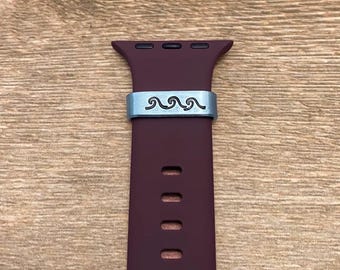 Handmade Smart Watch Band Charm: Brushed Finish, Ocean Wave  Design Beach Lover
