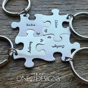 Customized Puzzle Piece Key Chain Personalized with Names  best friends sorority sisters key chain Christmas Gift Bridesmaids sports teams