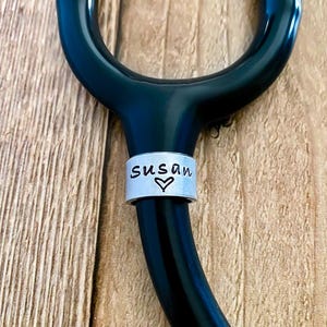 Stethoscope ID Tag with Heart Aluminum Charm Stethoscope Name Nursing Student Nursing Gift Stethoscope Graduation Gift Custom New Nurse