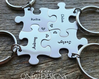 Customized Puzzle Piece Key Chain Personalized with Names  best friends sorority sisters key chain Christmas Gift