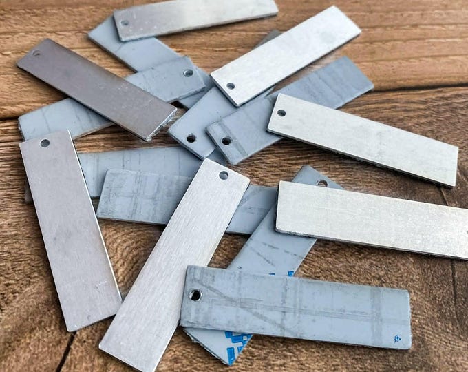 Raw Aluminum  Rectangle Stamping Blank for Keychains Handstamping Metal Crafting Supplies 1/2”x 2” with Hole