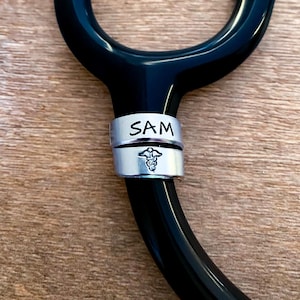 Stethoscope Medical ID Tag charm custom name wrap tag personalized stethoscope charm ID nursing student gift graduation nursing nurse gift