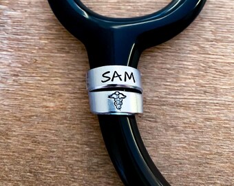 Stethoscope Medical ID Tag charm custom name wrap tag personalized stethoscope charm ID nursing student gift graduation nursing nurse gift