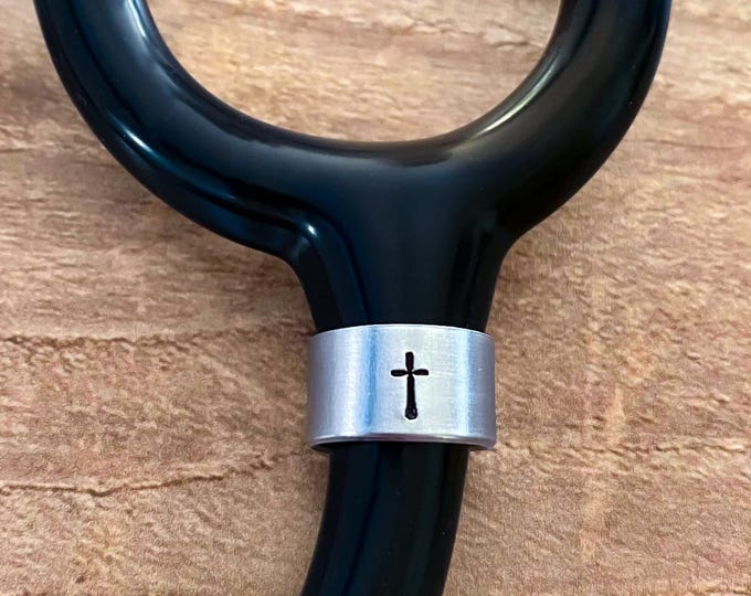 Stethoscope Charm Tag with Cross, Stethoscope Wrap, Nurse Gift, Nurse appreciation Gift, Christian Gift, Gift for Nurse