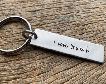 I Love You With Initial No Other Customization  Hand Stamped Light Weight  Aluminum key chain Boyfriend/ Husband / Wife / Travel