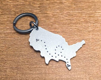 Custom State Map Keychain Long Distance Relationship Gift Personalized State College Going Away Moving Away Gifts Friend moving Away Gift