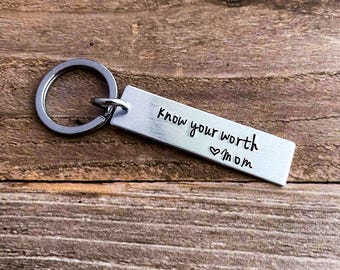 Know Your Worth Keychain: Graduation Gift for Daughter, Son
