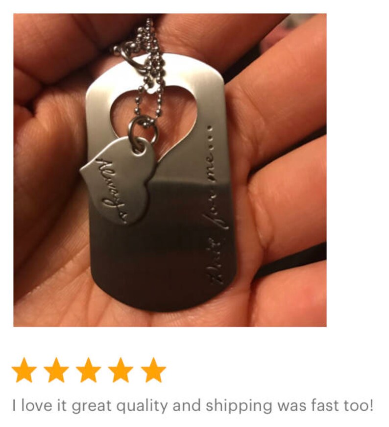 Couples Necklace Set Dog Tag with Wait for me... Always Heart Etsy