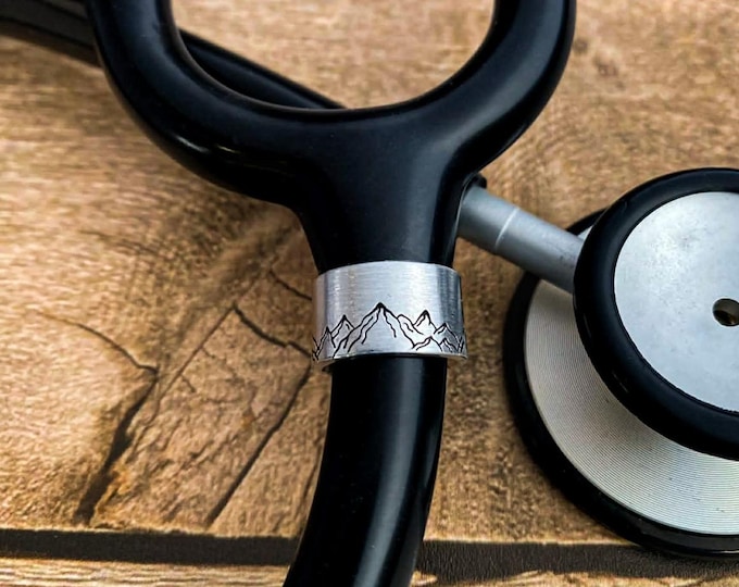 Stethoscope Tag: Mountains Nursing Gift, Doctor Gift, Veterinary Gift, Nurse Appreciation, Stethoscope Charm, ID Tag , Stethoscope Wrap