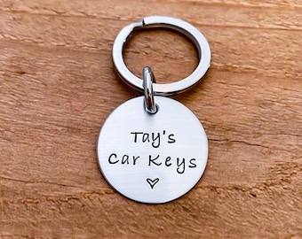 Name Keychain First Car New Driver Personalized Custom Name Car Keys Tag New Car Boyfriend Girlfriend Long Distance Relationship Anniversary