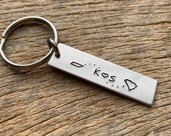 Long Distance Relationship Lightweight Aluminum Hand Stamped Key Chain Pick Your States Boyfriend Girlfriend College Moving Away