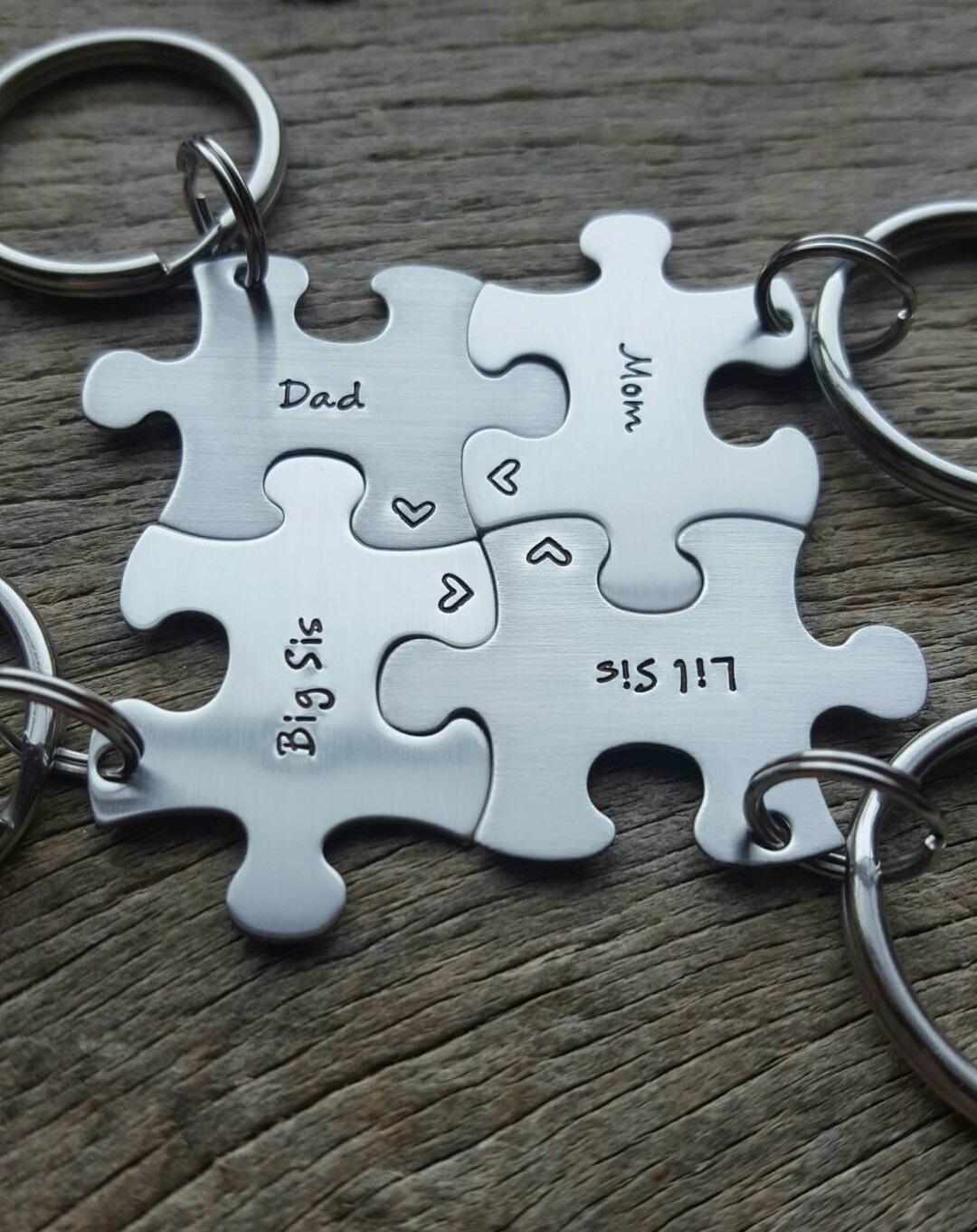Customized Family Puzzle Piece Key Chain Personalized With Etsy