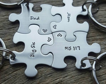 Customized Family Puzzle Piece Key Chain Personalized with Names  best friends sorority sisters key chain Christmas Gift Mom/Dad/Sisters