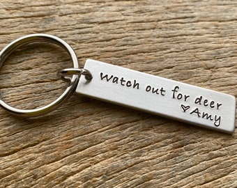 Watch out for Deer With Name Aluminum Key Chain Husband Wife Daughter Son Son-in-Law Daughter-in-Law birthday Anniversary Gift