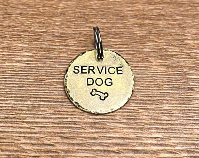 Service Dog Pet ID Tag For Dog, Pet Gift, Dog Collar Name ID Tag , Dog ID Tag ,  Animal Name Tag, Medium Size Dog Collar Tag